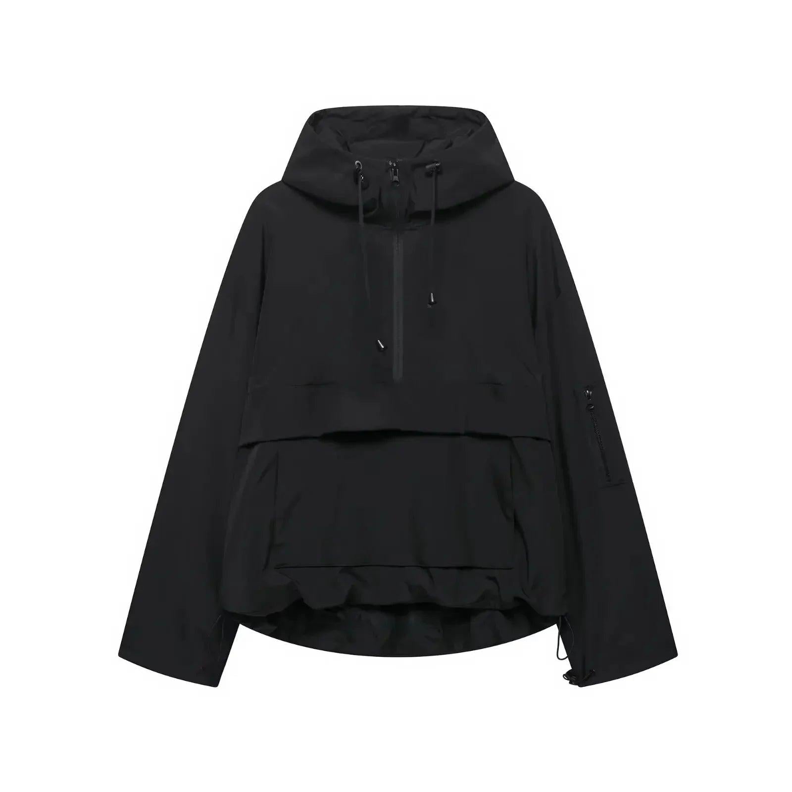 Damen Kapuzen Anorak mit Halb Reißverschluss-Women Outerwear-Alpenkind