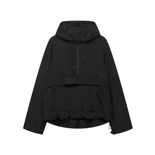 Damen Kapuzen Anorak mit Halb Reißverschluss-Women Outerwear-Alpenkind