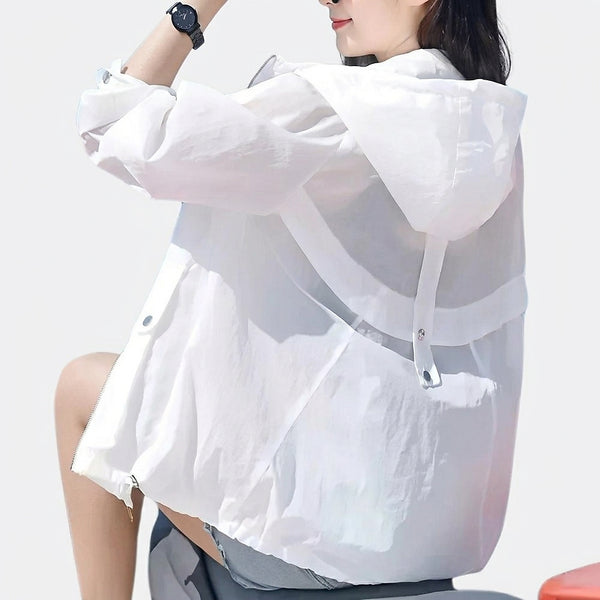 Damen-Kapuzenjacke aus halbtransparentem Stoff mit Reißverschluss-Jacket for women-Alpenkind