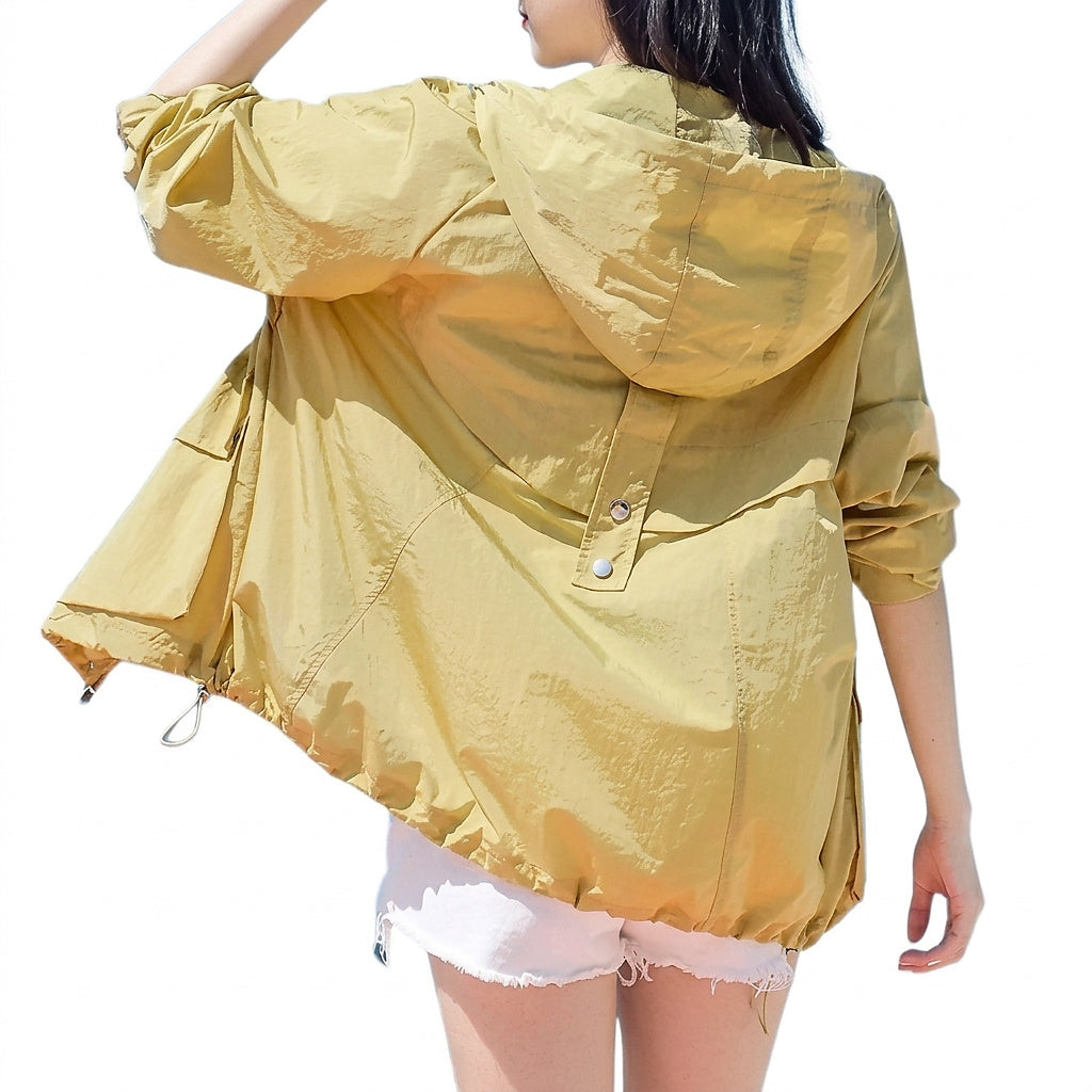 Damen-Kapuzenjacke aus halbtransparentem Stoff mit Reißverschluss-Jacket for women-Alpenkind