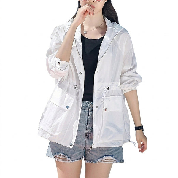 Damen-Kapuzenjacke aus halbtransparentem Stoff mit Reißverschluss-Jacket for women-Alpenkind
