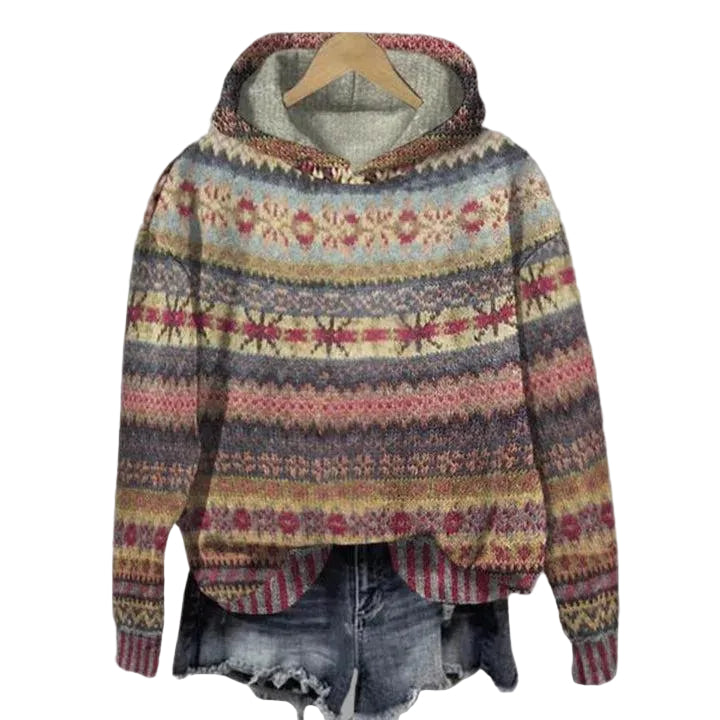 Damen Kapuzenpullover mit Muster-Women Sweaters-Alpenkind