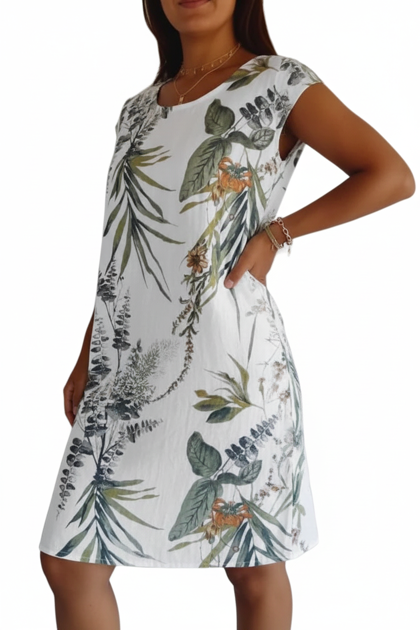 Damen Kleid mit botanischem Muster-Mini Dress-Alpenkind
