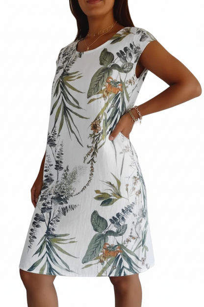 Damen Kleid mit botanischem Muster-Mini Dress-Alpenkind