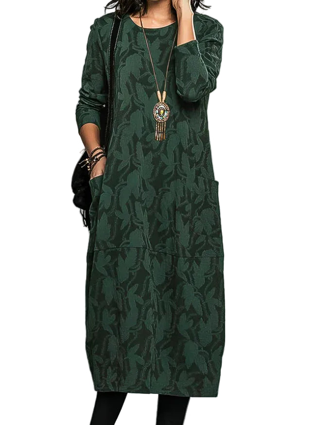 Damen Kleid mit Print und langen Ärmeln-Midi Dress-Alpenkind