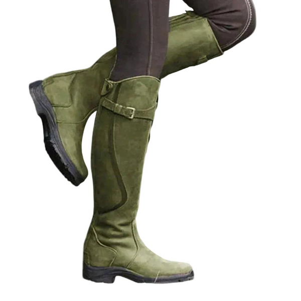 Damen Kniehohe Reitstiefel mit Schnallenriemen-Footwear for women-Alpenkind