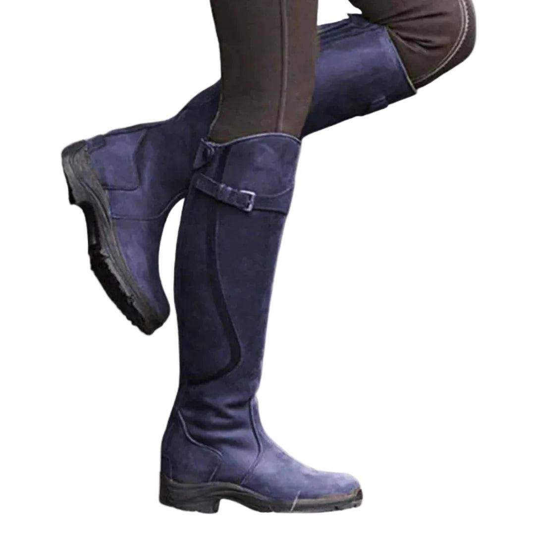 Damen Kniehohe Reitstiefel mit Schnallenriemen-Footwear for women-Alpenkind