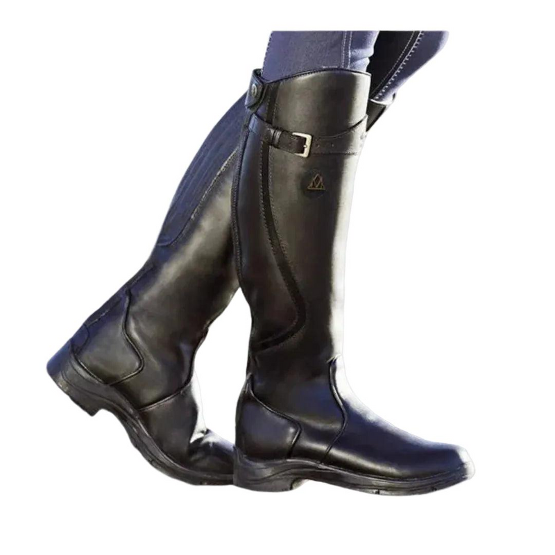 Damen Kniehohe Reitstiefel mit Schnallenriemen-Women Footwear-Alpenkind