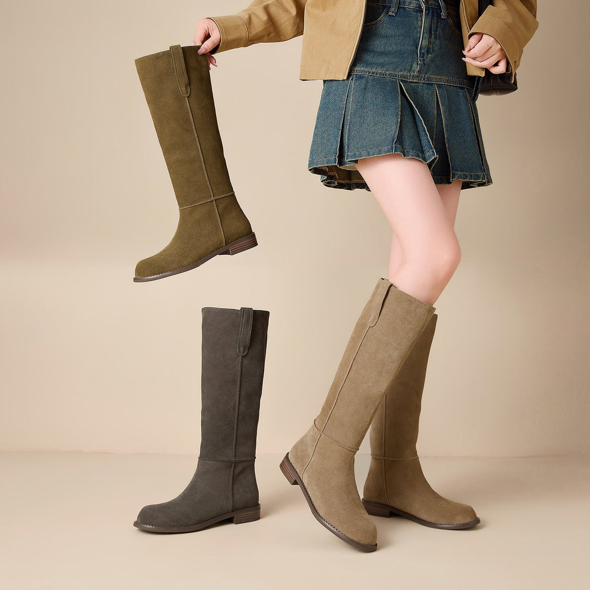 Damen-Kniehohe Wildlederstiefel-Footwear for women-Alpenkind