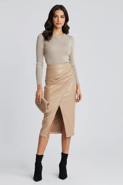 Damen knielanger Rock mit hohem Bund und Schlitz vorne-Skirt for women-Alpenkind