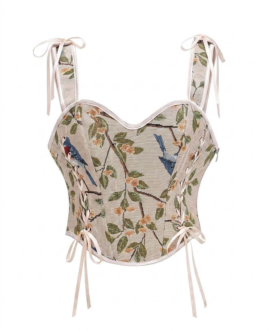 Damen-Korsettoberteil mit Blumenmuster-Tops for women-Alpenkind