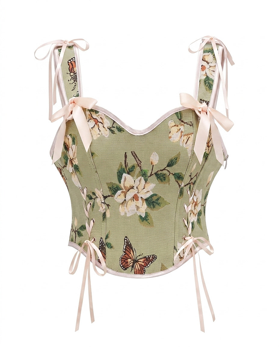 Damen-Korsettoberteil mit Blumenmuster-Tops for women-Alpenkind