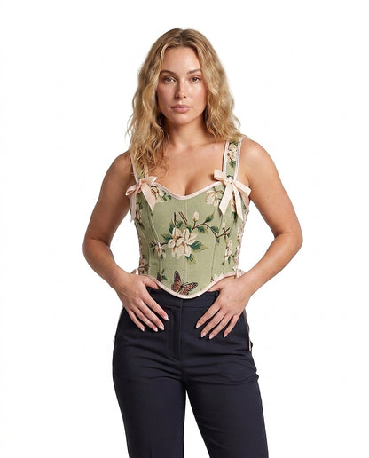 Damen-Korsettoberteil mit Blumenmuster-Tops for women-Alpenkind