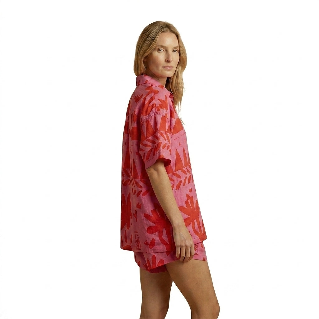 Damen Kurzarmhemd und Shorts Set mit abstraktem Muster-Sets for women-Alpenkind
