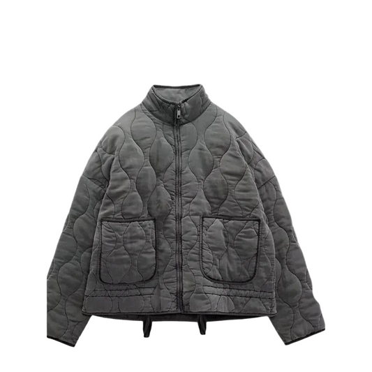 Damen Kurze Steppjacke mit Reißverschluss-Women Outerwear-Alpenkind
