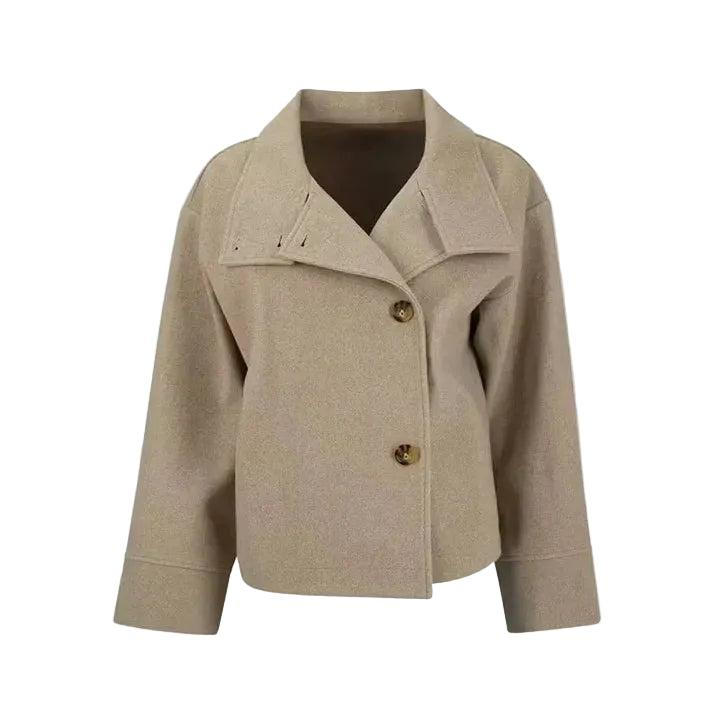 Damen Kurzjacke mit Knopfleiste und Weitem Kragen-Women Outerwear-Alpenkind