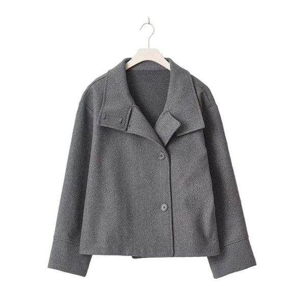 Damen Kurzjacke mit Knopfleiste und Weitem Kragen-Women Outerwear-Alpenkind