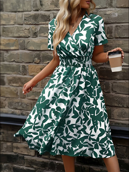 Damen Kurzkleid ohne Ärmel mit V-Ausschnitt und gestuftem Rock-Midi Dress-Alpenkind
