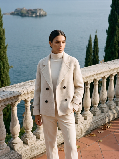Damen Kurzmantel mit Revers und Knöpfen-Coats for women-Alpenkind