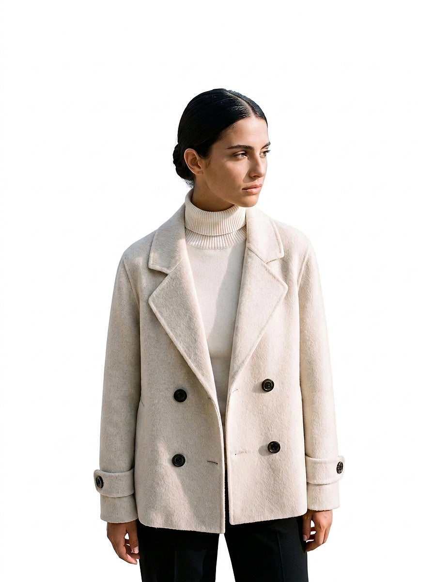 Damen Kurzmantel mit Revers und Knöpfen-Coats for women-Alpenkind