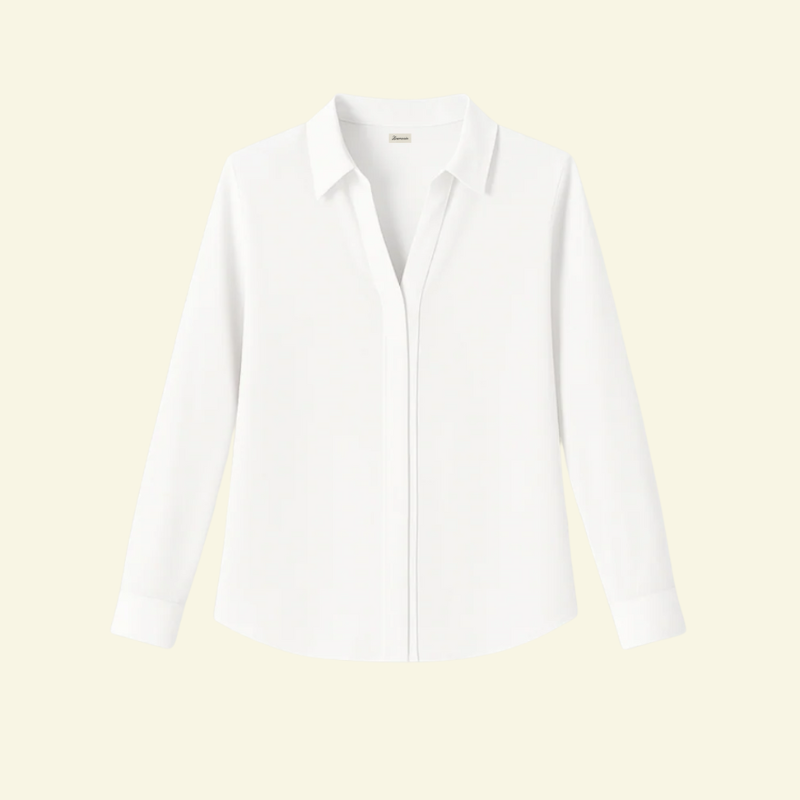 Damen Langarm Bluse mit Kragen und verdeckter Knopfleiste-Shirts for women-Alpenkind