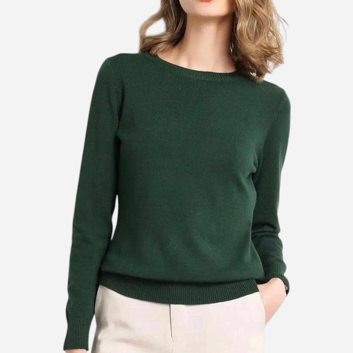 Damen Langarm Strickoberteil mit Rundhalsausschnitt-Women Sweaters-Alpenkind
