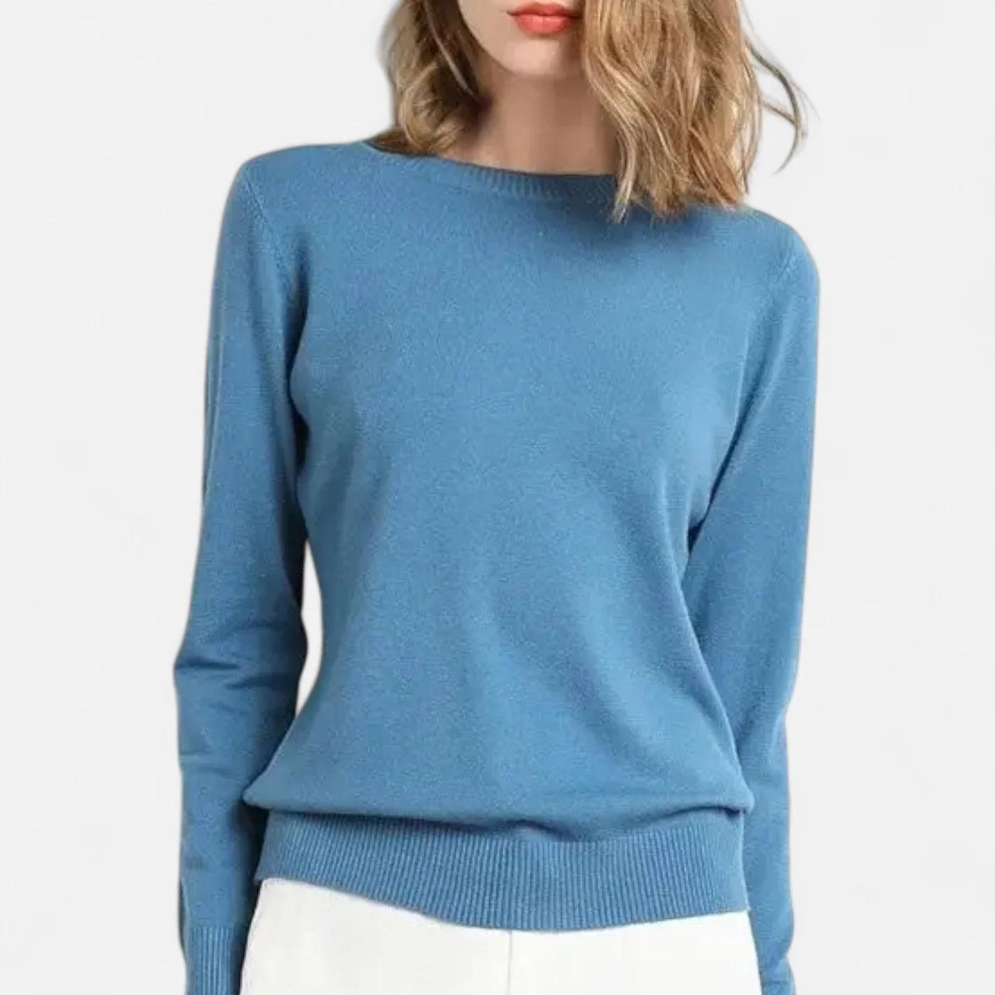 Damen Langarm Strickoberteil mit Rundhalsausschnitt-Women Sweaters-Alpenkind