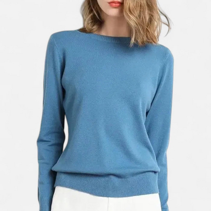 Damen Langarm Strickoberteil mit Rundhalsausschnitt-Women Sweaters-Alpenkind