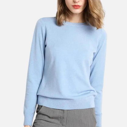 Damen Langarm Strickoberteil mit Rundhalsausschnitt-Women Sweaters-Alpenkind