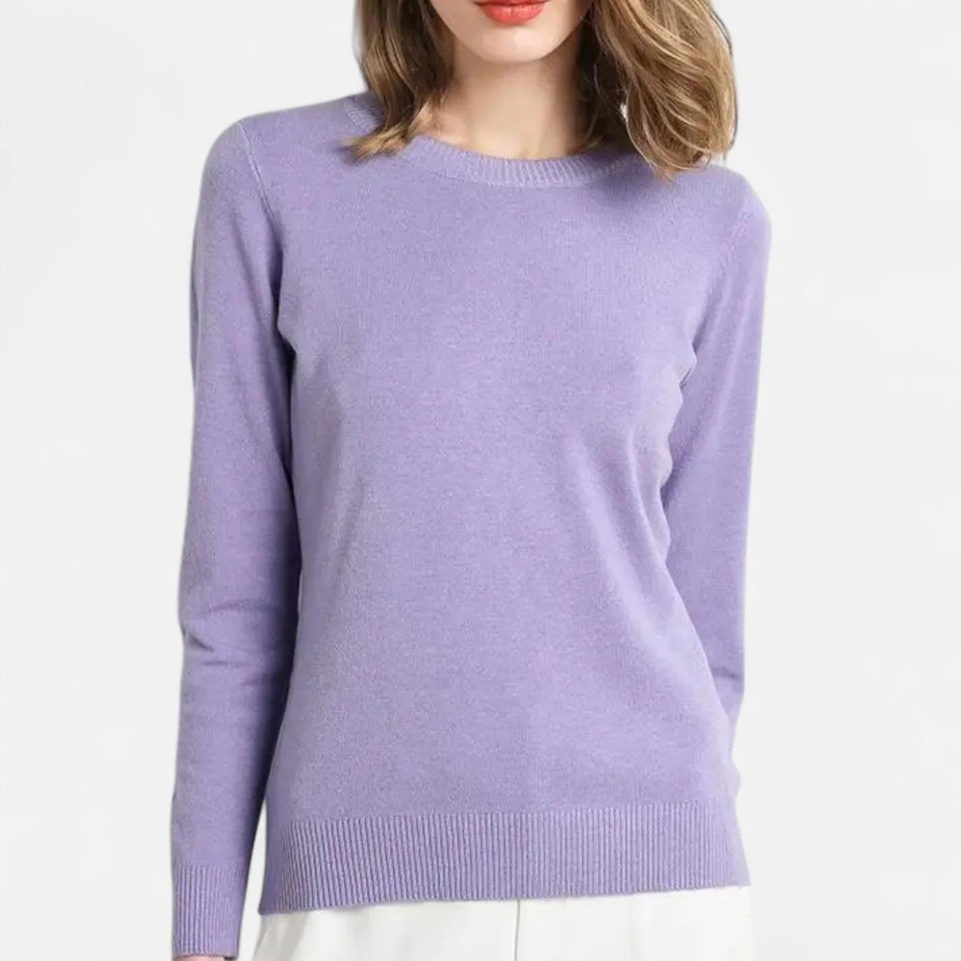 Damen Langarm Strickoberteil mit Rundhalsausschnitt-Women Sweaters-Alpenkind