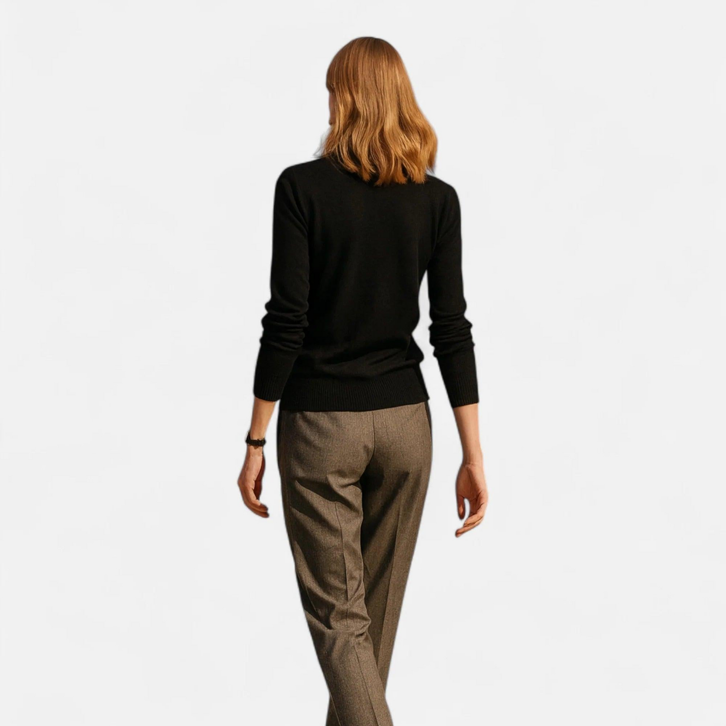 Damen Langarm Strickoberteil mit Rundhalsausschnitt-Women Sweaters-Alpenkind