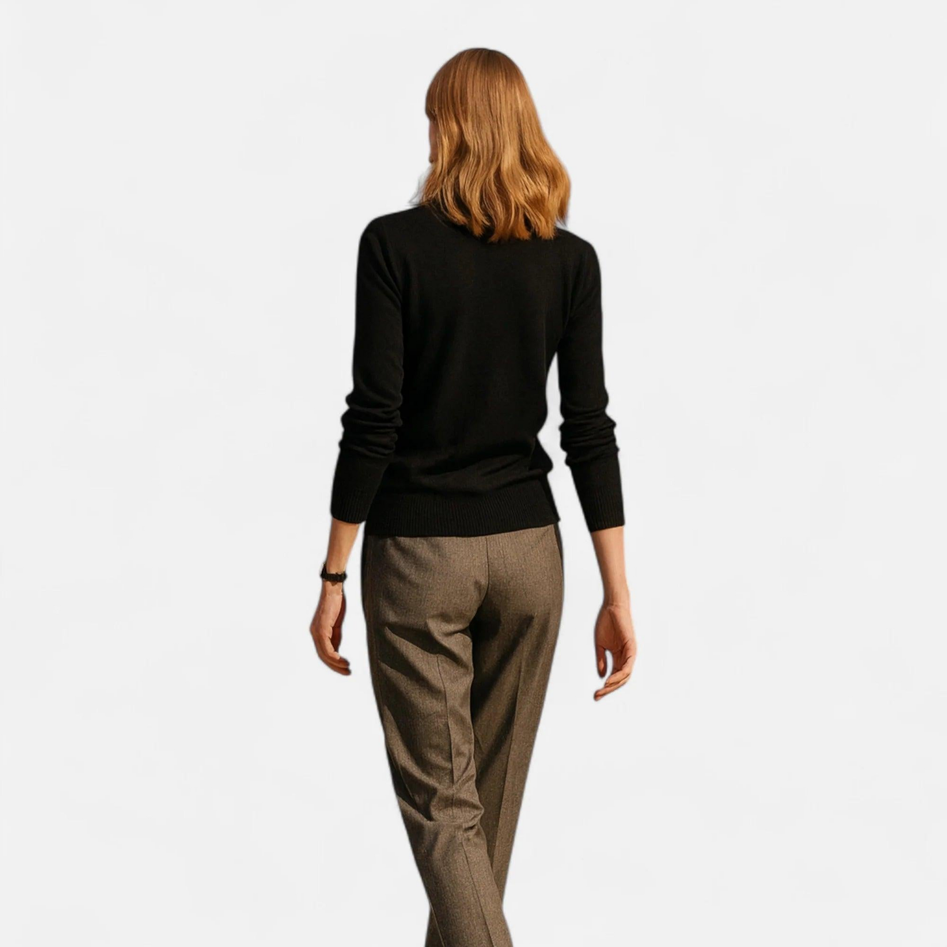 Damen Langarm Strickoberteil mit Rundhalsausschnitt-Women Sweaters-Alpenkind