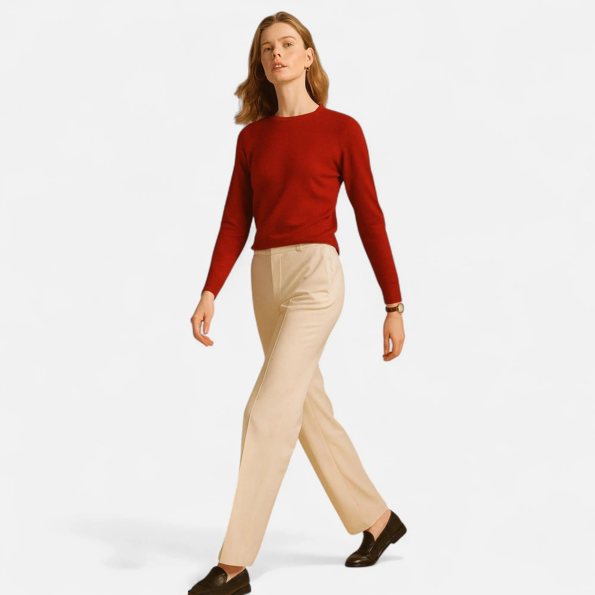 Damen Langarm Strickoberteil mit Rundhalsausschnitt-Women Sweaters-Alpenkind