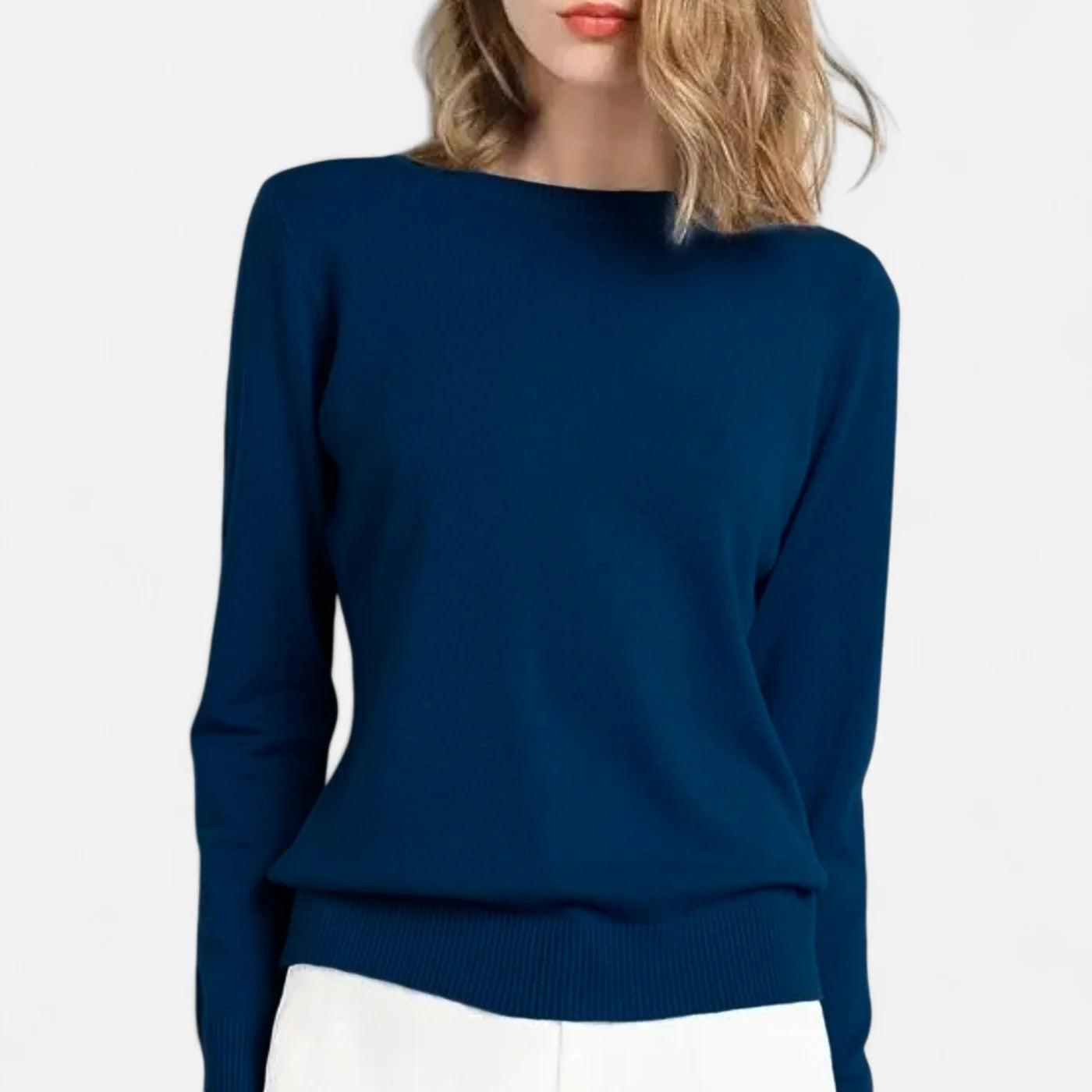 Damen Langarm Strickoberteil mit Rundhalsausschnitt-Women Sweaters-Alpenkind