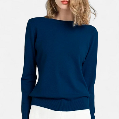 Damen Langarm Strickoberteil mit Rundhalsausschnitt-Women Sweaters-Alpenkind