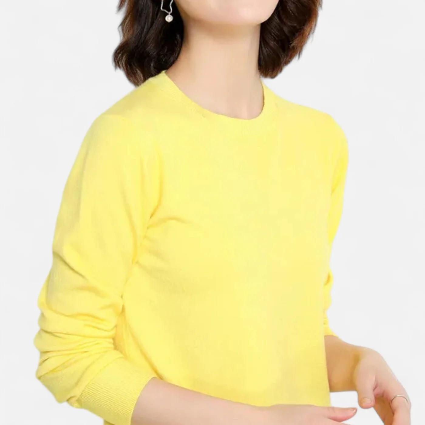 Damen Langarm Strickoberteil mit Rundhalsausschnitt-Women Sweaters-Alpenkind