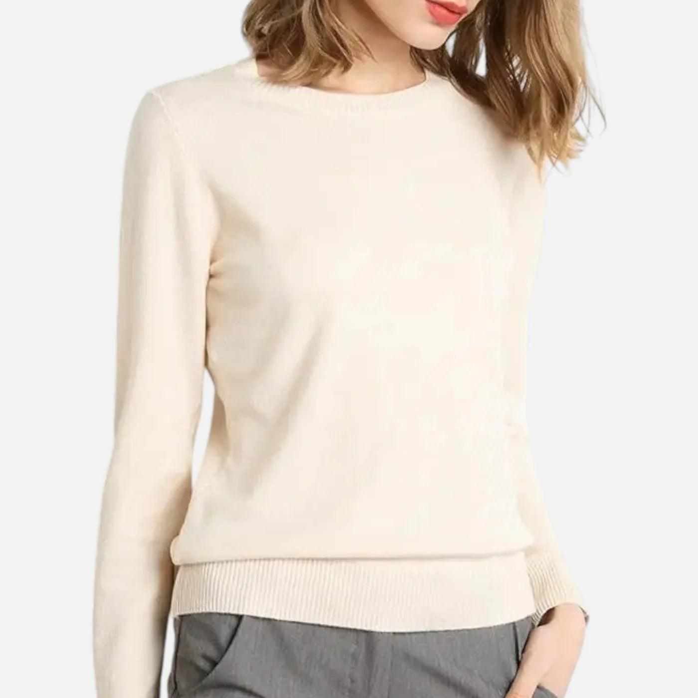 Damen Langarm Strickoberteil mit Rundhalsausschnitt-Women Sweaters-Alpenkind
