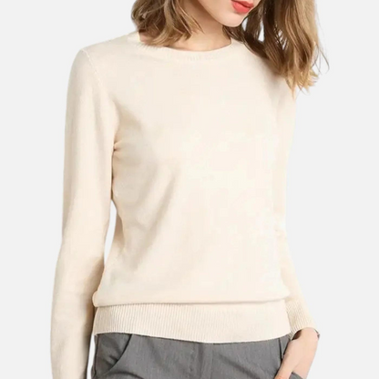 Damen Langarm Strickoberteil mit Rundhalsausschnitt-Women Sweaters-Alpenkind
