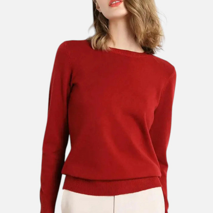 Damen Langarm Strickoberteil mit Rundhalsausschnitt-Women Sweaters-Alpenkind