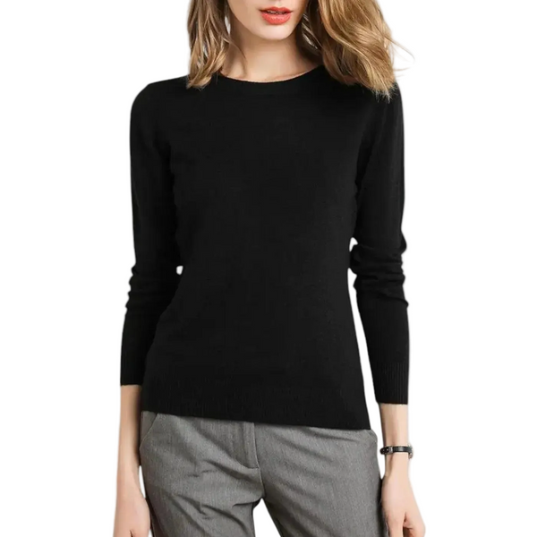 Damen Langarm Strickoberteil mit Rundhalsausschnitt-Women Sweaters-Alpenkind