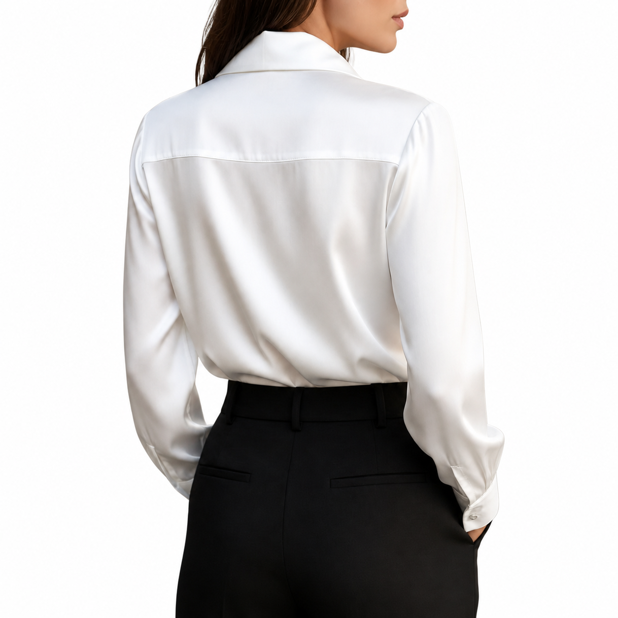 Damen Langarmbluse mit Kragen und drapiertem Frontdetail-Women blouse-Alpenkind
