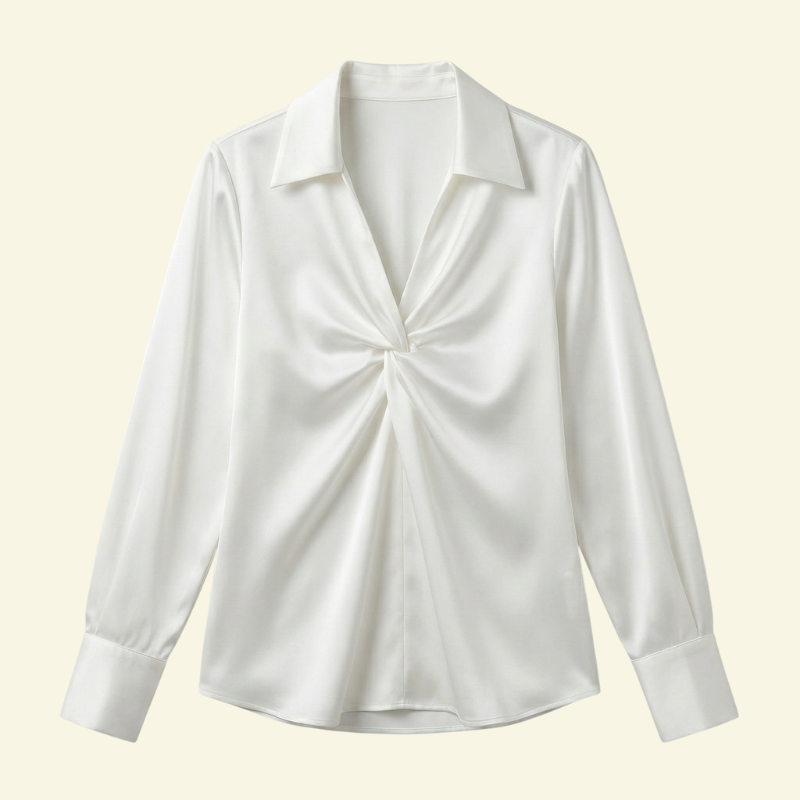 Damen Langarmbluse mit Kragen und drapiertem Frontdetail-Women blouse-Alpenkind