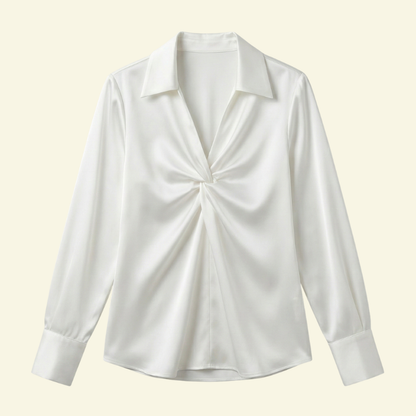Damen Langarmbluse mit Kragen und drapiertem Frontdetail-Women blouse-Alpenkind