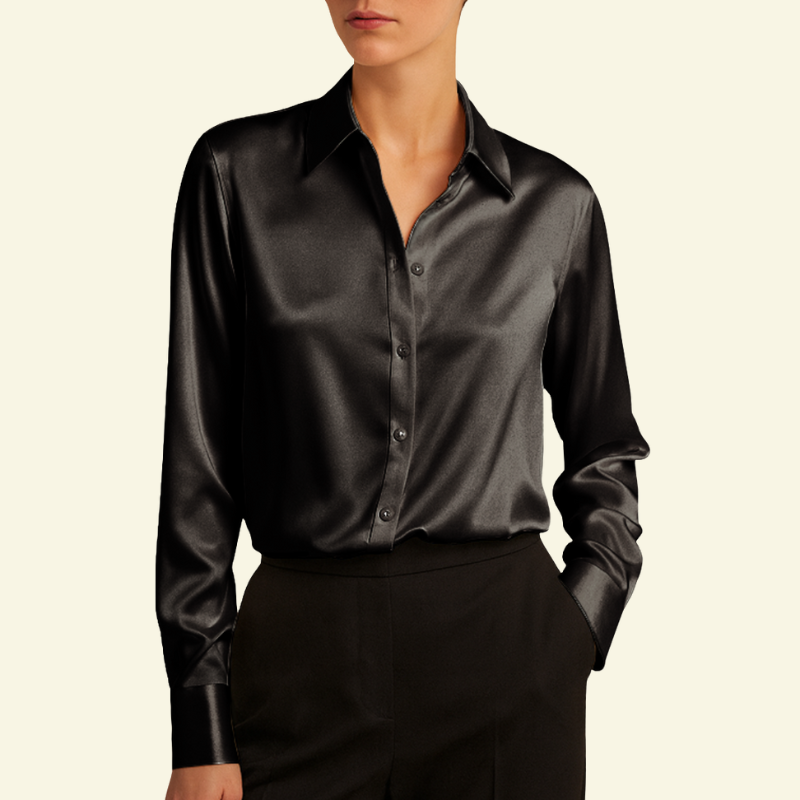 Damen Langarmbluse mit Kragen und Knopfleiste sowie Rückenpasse-Shirts for women-Alpenkind