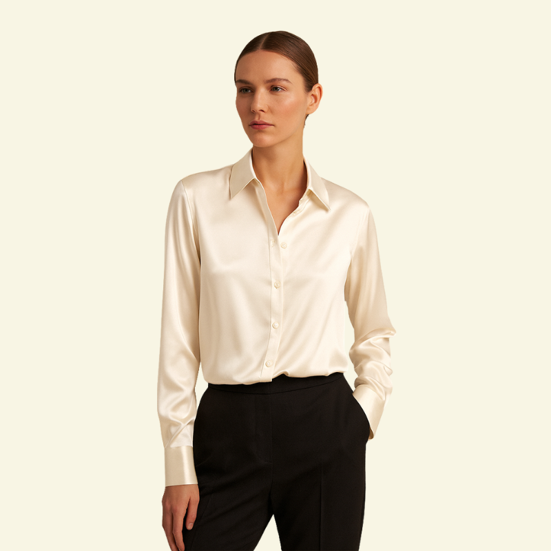 Damen Langarmbluse mit Kragen und Knopfleiste sowie Rückenpasse-Shirts for women-Alpenkind