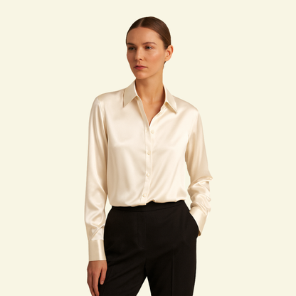 Damen Langarmbluse mit Kragen und Knopfleiste sowie Rückenpasse-Shirts for women-Alpenkind