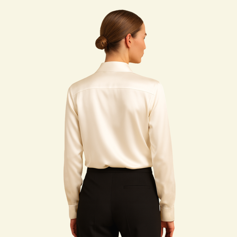 Damen Langarmbluse mit Kragen und Knopfleiste sowie Rückenpasse-Shirts for women-Alpenkind