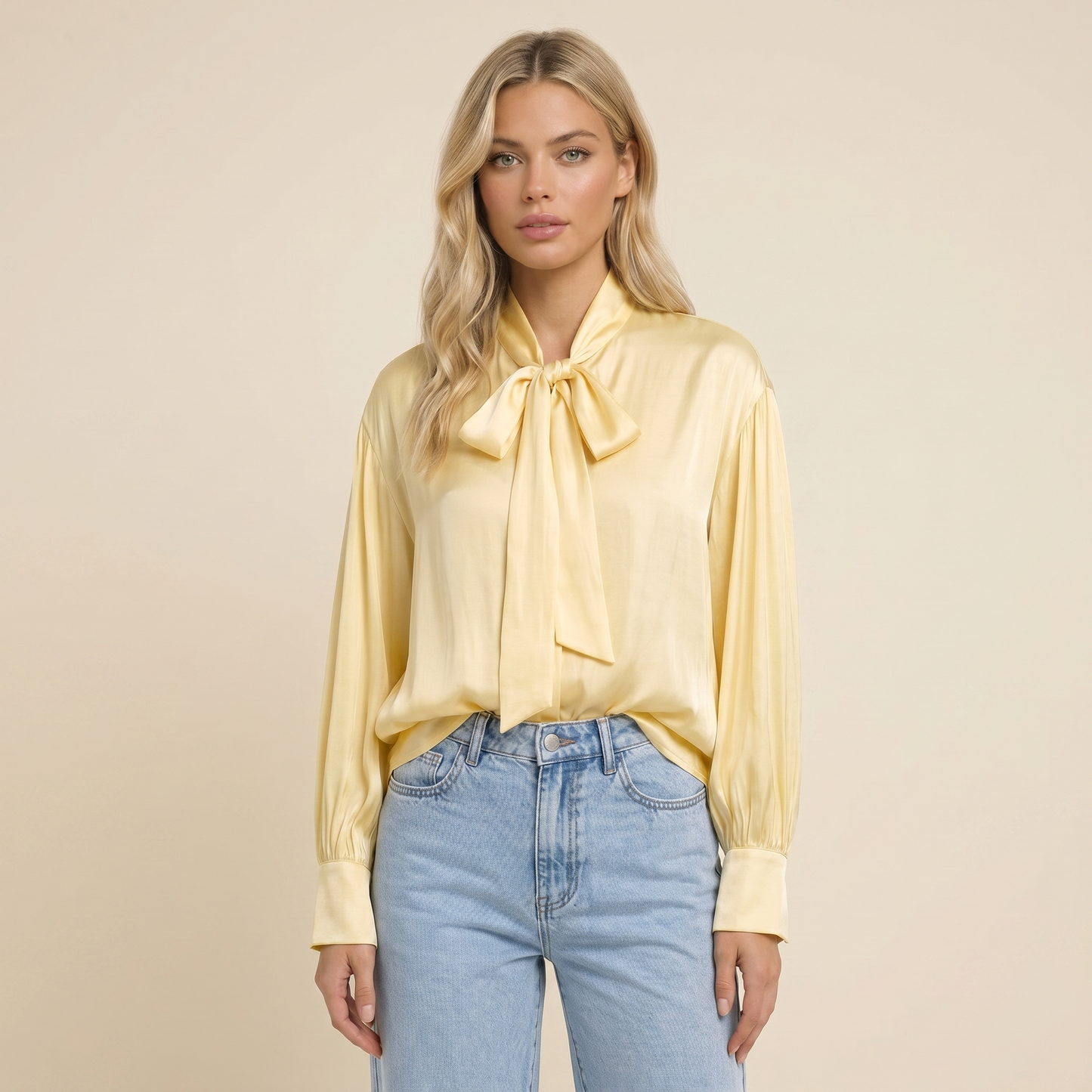 Damen-Langarmbluse mit Schluppenkragen und Manschetten-Blouse for women-Alpenkind