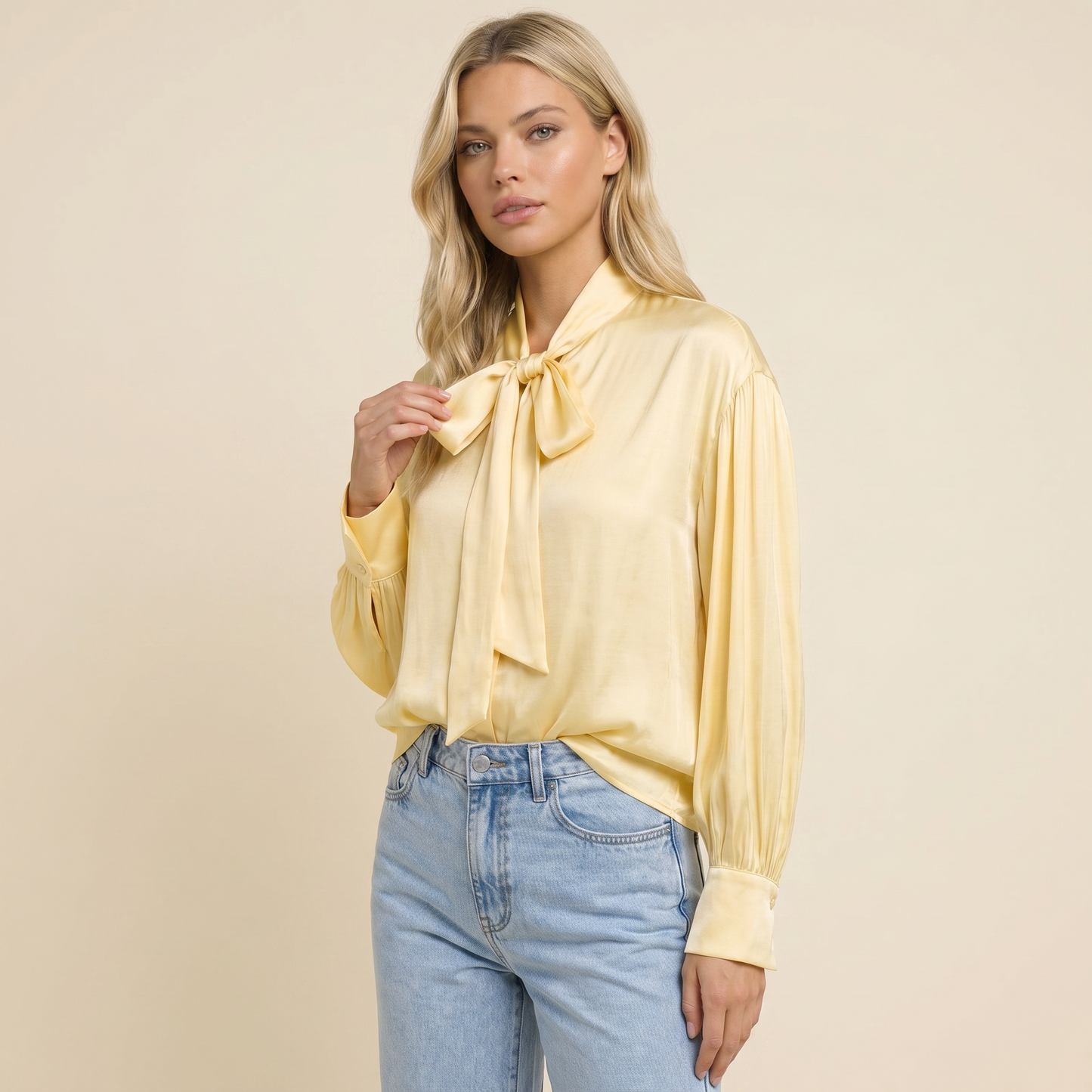 Damen-Langarmbluse mit Schluppenkragen und Manschetten-Blouse for women-Alpenkind