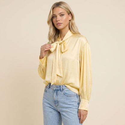 Damen-Langarmbluse mit Schluppenkragen und Manschetten-Blouse for women-Alpenkind